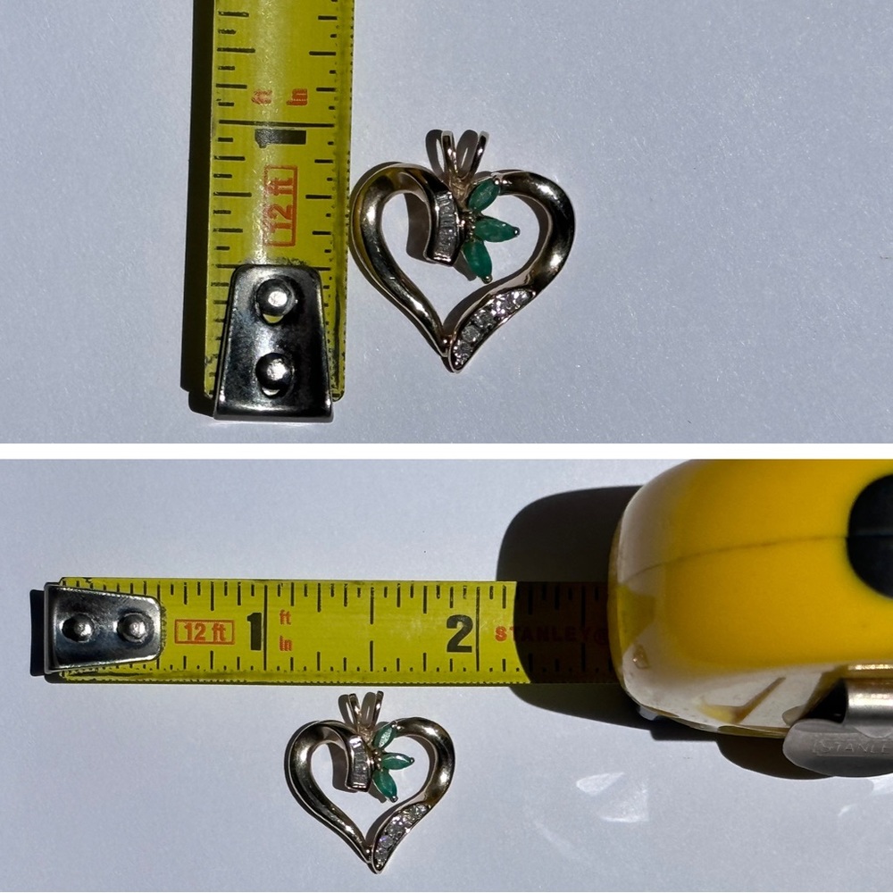 10KT diamond 💎 and emerald heart - Picture 14 of 17